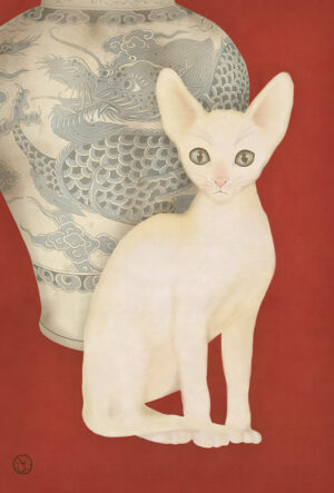 Dragon vase kitten