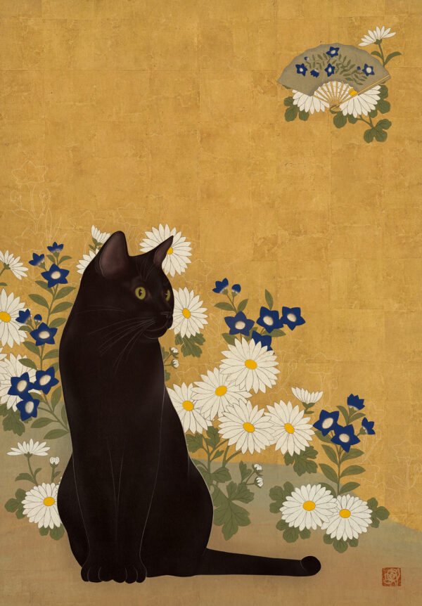 Flower garden cat